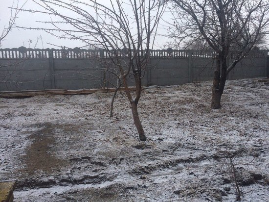 В Астрахани выпал первый весенний снег