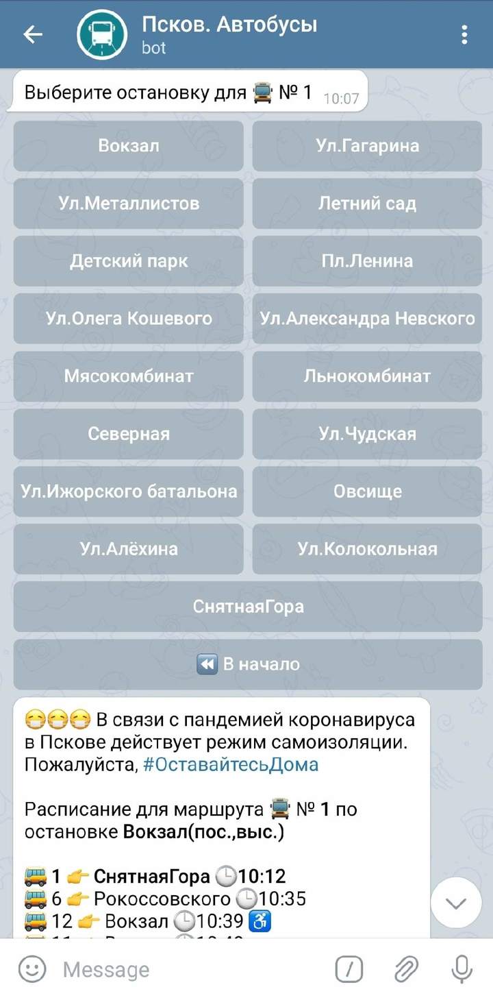 Бот подскажет актуальное расписание автобусов в Пскове - МК Псков