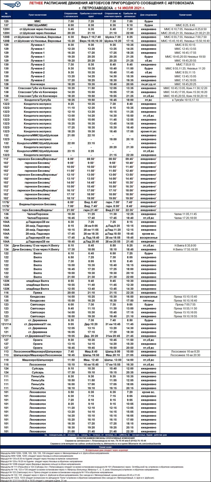 Автовокзал Петрозаводска обновит пригородное расписание 14 июля - МК Карелия