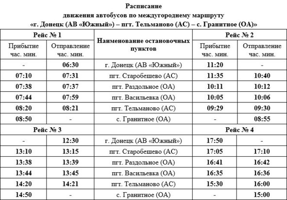 Расписание автобусов донецк ростовская область