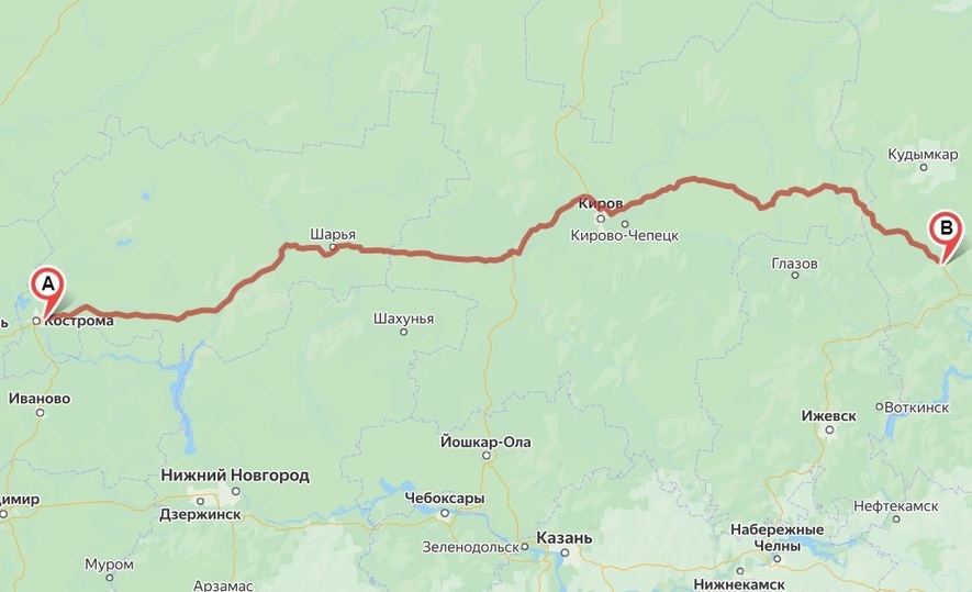 Расстояние от Кирова до Перми на автомобиле