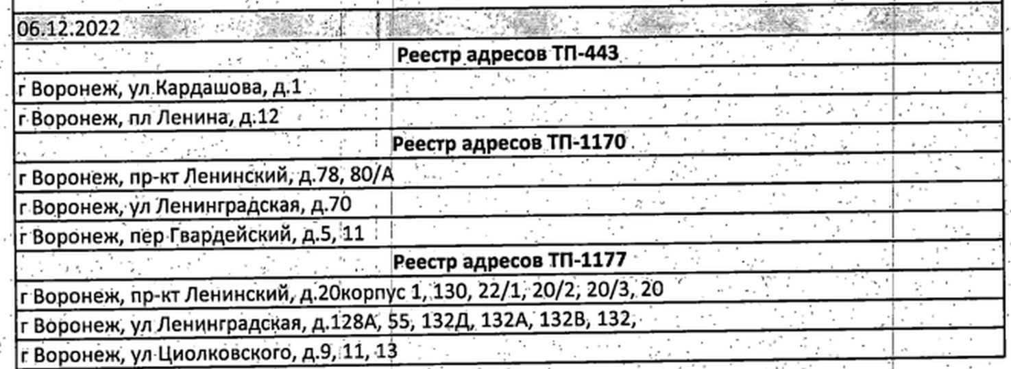 В 100 домах Воронежа 6 декабря отключат электричество: список адресов - МК  Воронеж