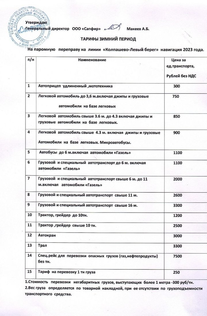 На зимнее расписание переходит паромная переправа в Колпашево - МК Томск