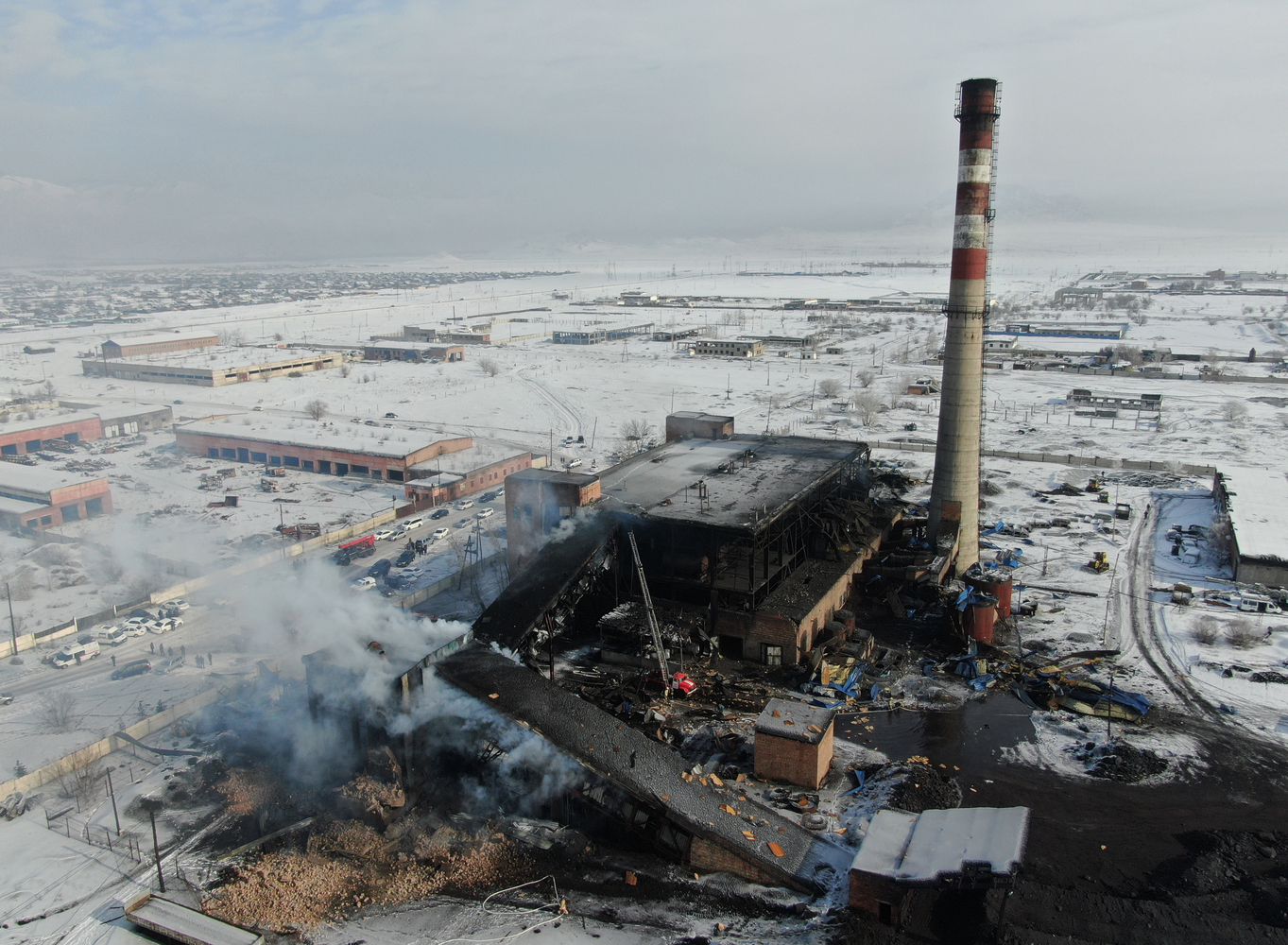 Тува: Шагонарская ТЭЦ после взрыва. Вид сверху