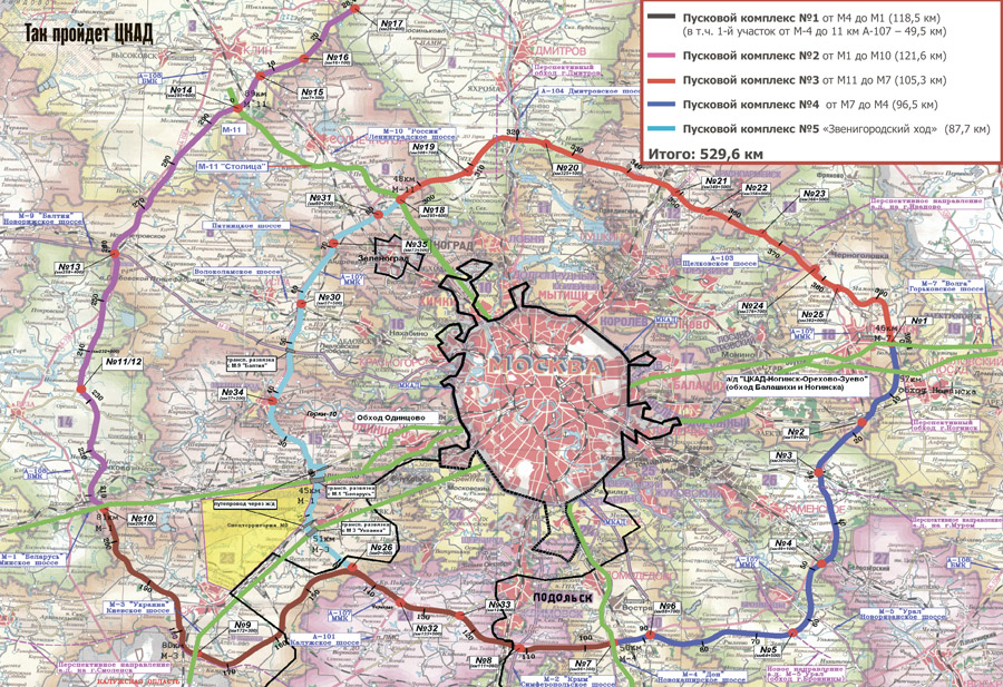 Карта строящихся дорог москвы и московской области